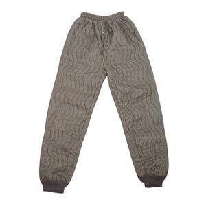 Vintage Dark Brown Quilted Thermal Pants Utility Joggers S